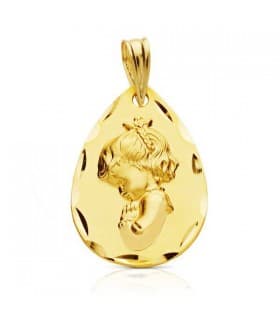Medalla Virgen niña tallada