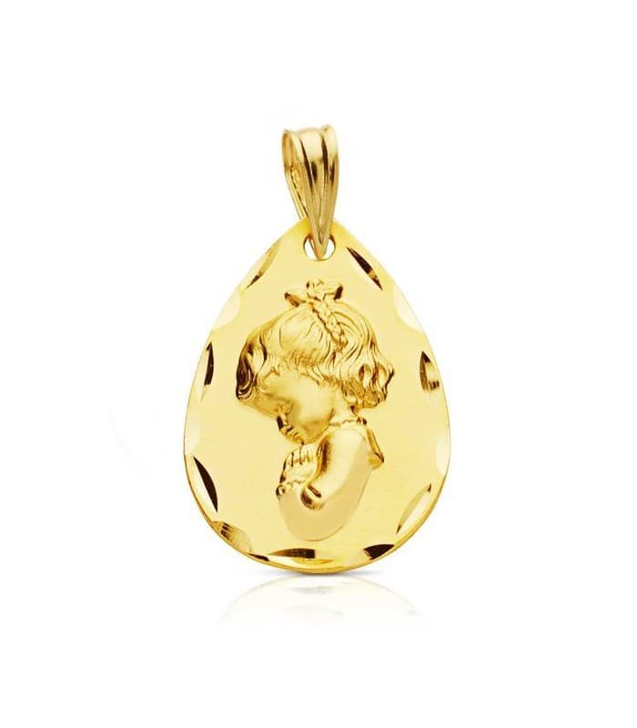 Medalla Virgen niña tallada