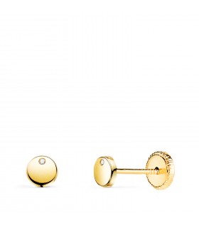Puces d'oreilles rondes Mónica Or 18k 4,5mm, boucles d'oreilles bébé