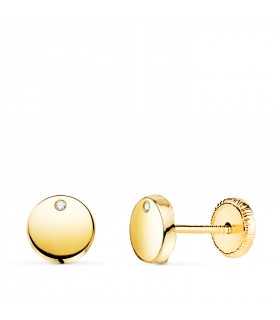 Pendientes niña redondos Mónica Oro 18k 6,5mm y circonitas