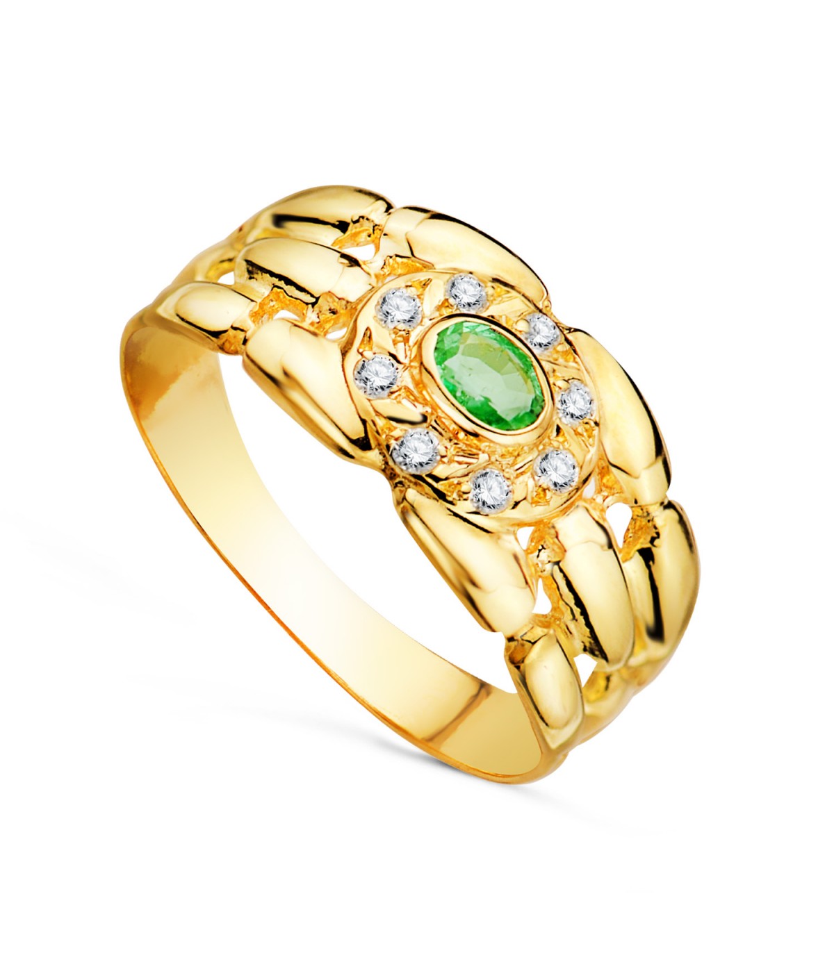 Anillo Panter Oro Amarillo 18K Esmeralda