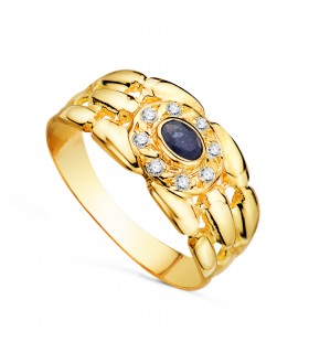 Anillo Panter Oro Amarillo 18K Zafiro