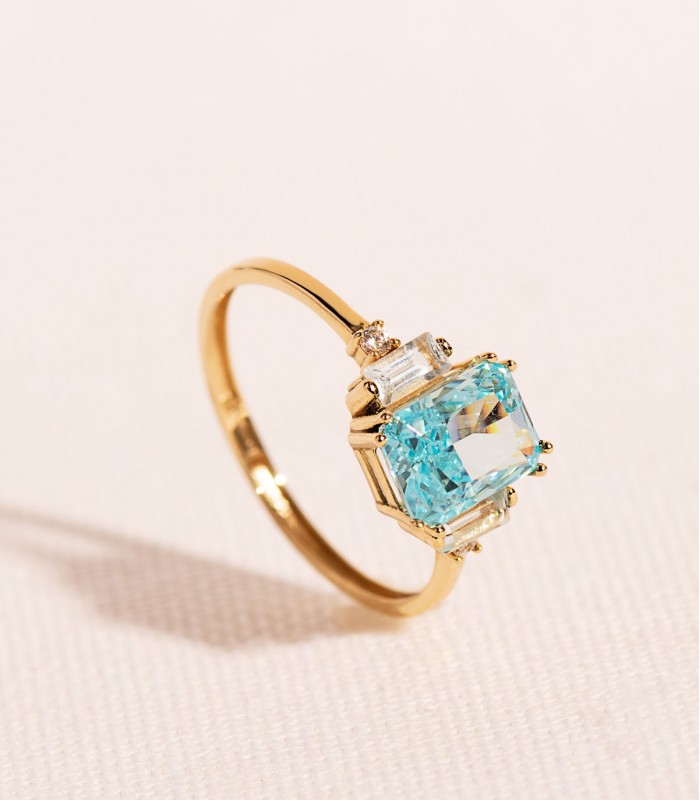 Bague femme Montréal topaze paraïba Or 18K