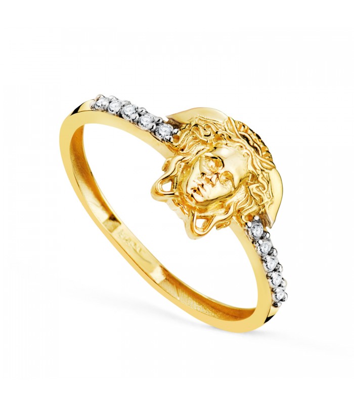 Bague avec tête de Méduse 2 ors 750, bagues femme avec gorgone