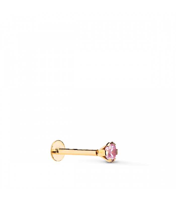 Piercing oreja Oro 18K Circonita rosa. Piercings de oreja para mujer y pendientes sueltos.
