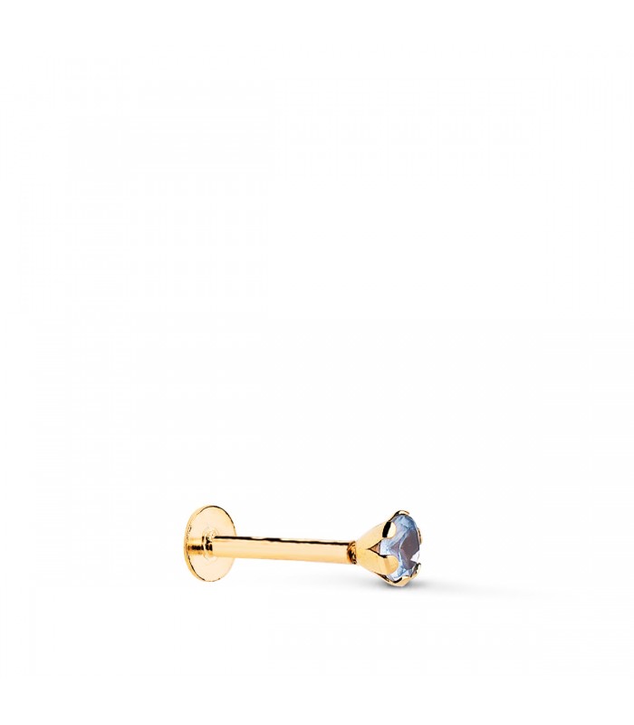 Piercing oreja Oro 18K Circonita azul. Piercings de oreja para mujer y pendientes sueltos.