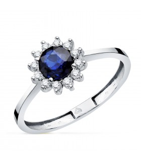 Anello Idril oro bianco 18kt diamanti e zaffiro