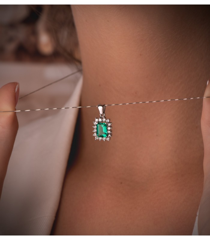 Pendentif Carrie Or 18K Émeraude et Diamants
