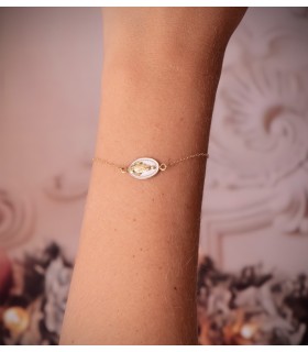 Bracciale Medaglia Miracolosa smalto bianco oro giallo 18kt, 20 cm