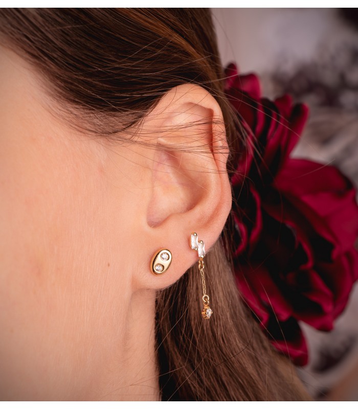 Piercing orecchio Yucatán Oro giallo 18kt zirconi pendente, helix, trago, lobo, anti tragus, conch, flat.