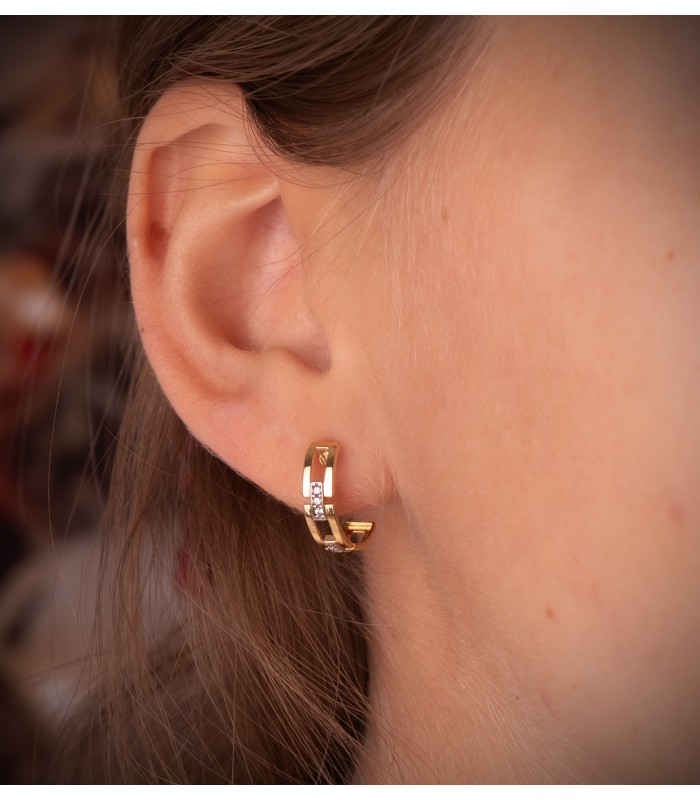 Boucles d'oreilles créoles Maille d'ancre 2 ors 750