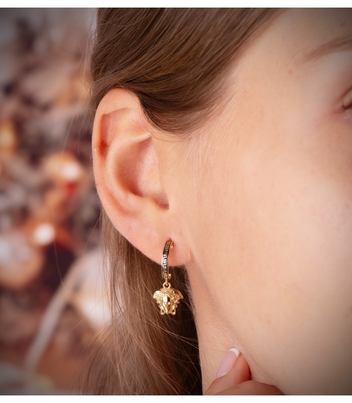Boucles d'oreilles créoles Méduse Grec Or 18K, bijoux pour femmes