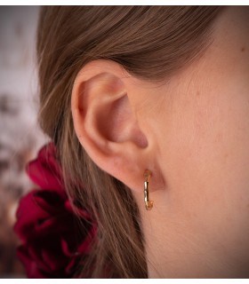 Pendientes Bambú oro 18K 15mm, aros de oro para mujer.