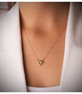 Collar Mujer Adore Corazón citrino Oro 18K, cadenita fina