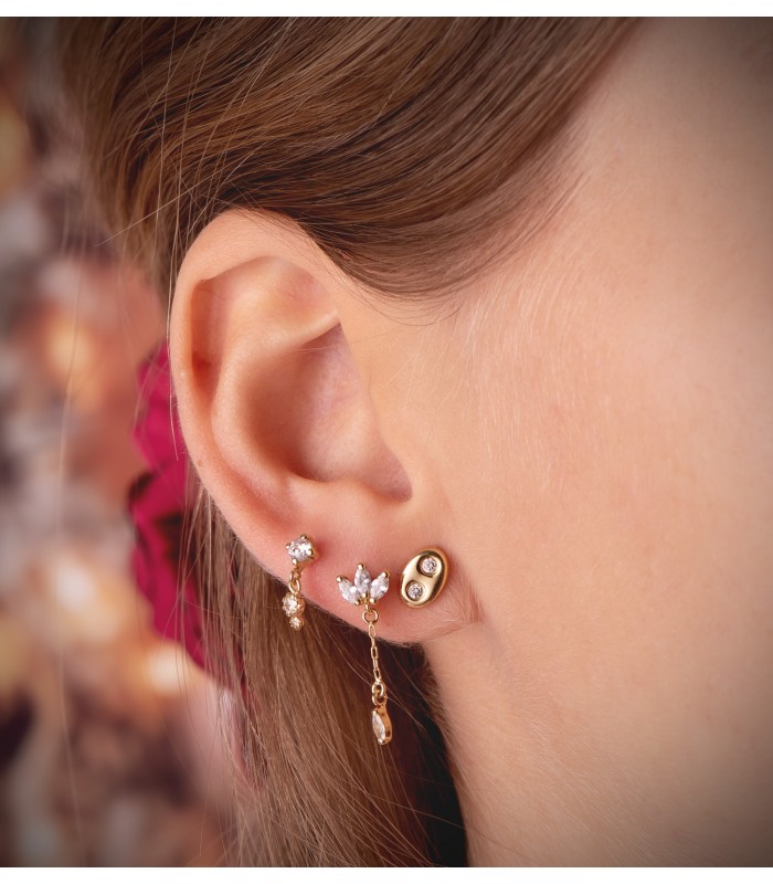 Piercing oreja Buenos Aires Oro Amarillo 18K circonitas: tragus, conch, anti-helix, lóbulo, cartílago, flat.