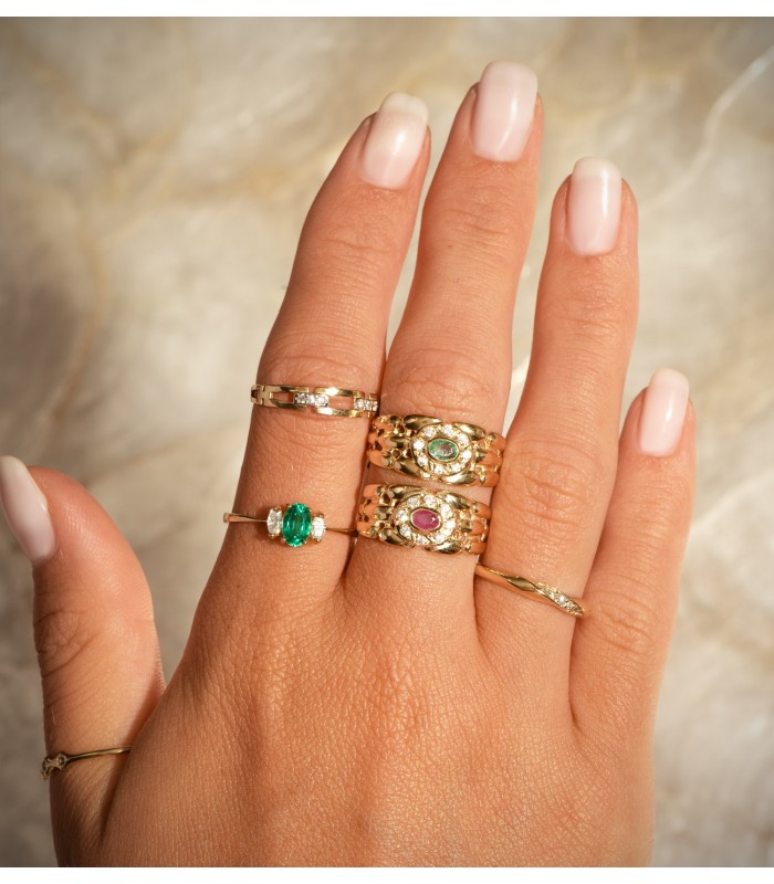Anelli da donna con smeraldi e diamanti - Intuition oro giallo 18k