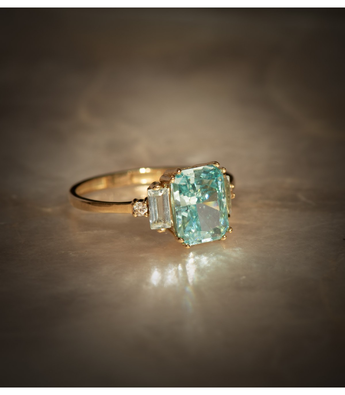 Bague femme Montréal topaze paraïba Or 18K
