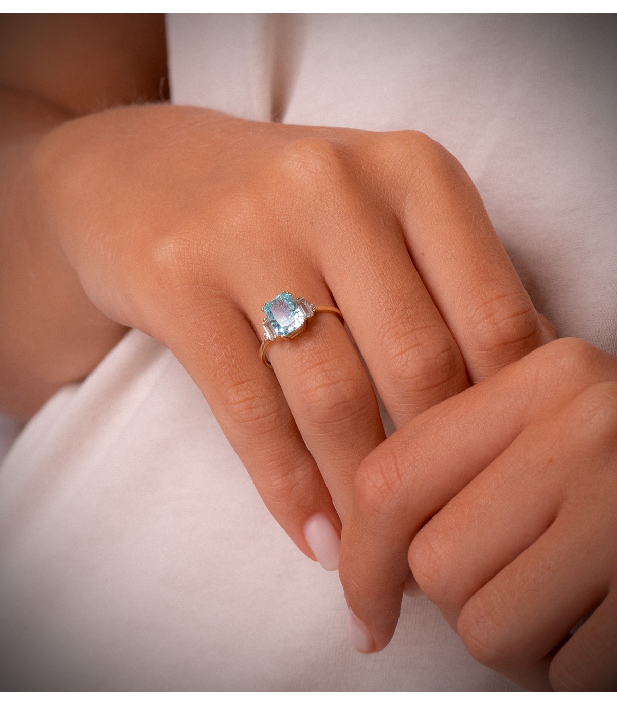 Bague femme Montréal topaze paraïba Or 18K