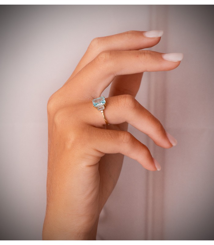 Bague femme Montréal topaze paraïba Or 18K
