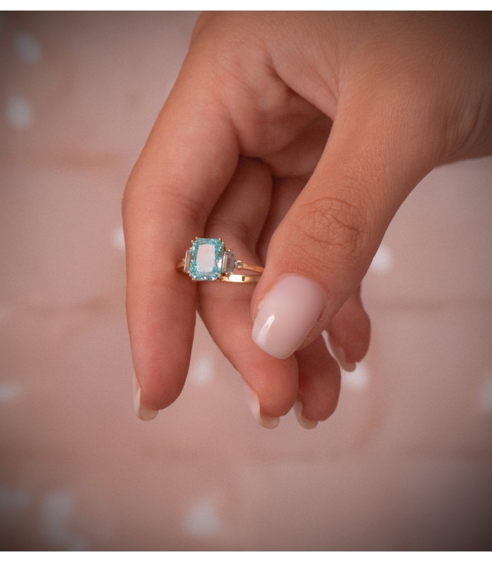 Bague femme Montréal topaze paraïba Or 18K