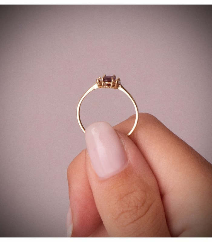 Anillo de rubí y diamantes - Oro amarillo 18 kilates, ideal regalo para mujer: Navidad, Compromiso Boda.