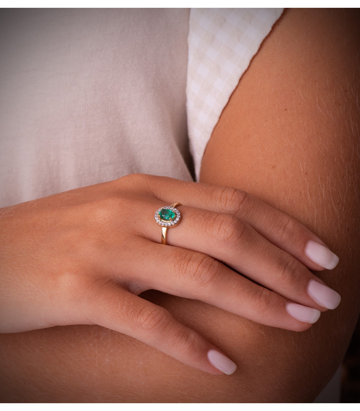 Smaragd Ring für Damen in bicolor-Gold 18K, grüner Edelstein | Schmuck online kaufen