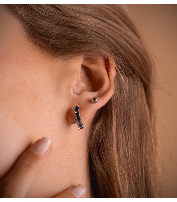 Pendientes Novia Chara Oro 18K  Topacio London Blue | pendientes de novia pequeños originales sencillos| piedras semipreciosas