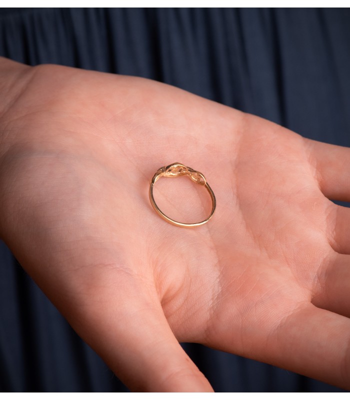 Bague en or Grain de café bicolore 18 K avec zircones, bagues fantaisie