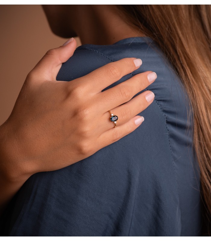 Anillo Topacio London Blue Glow Oro 18K - anillos con piedras preciosas, sortijas para mujer