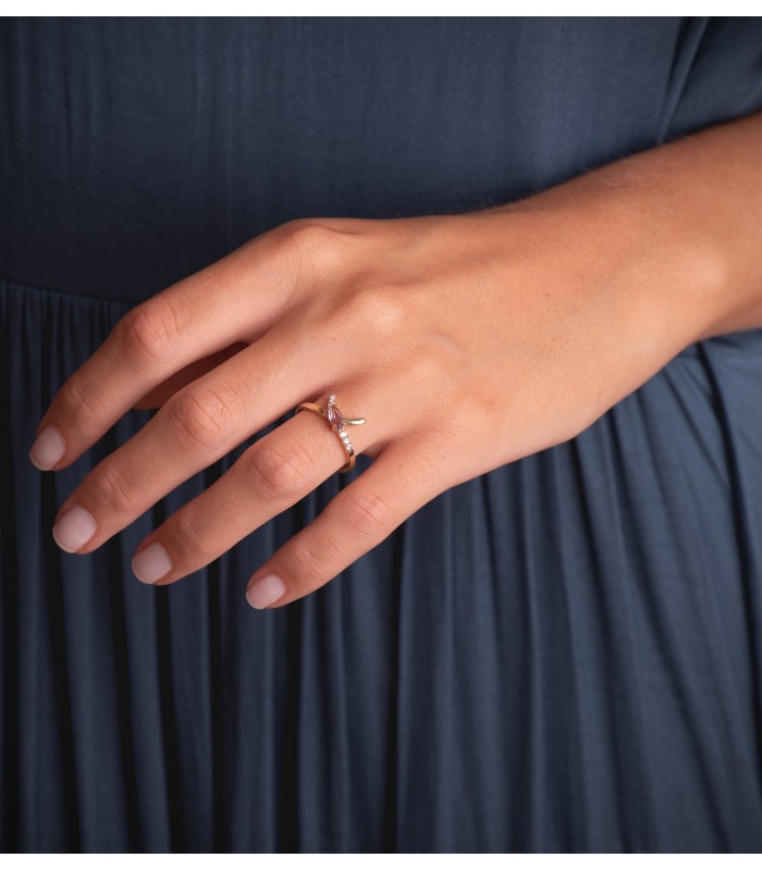 Amethyst-Ring, Schleife Gold 750 Meraki – Damenring mit Edelstein Marquise-Schliff | Online kaufen