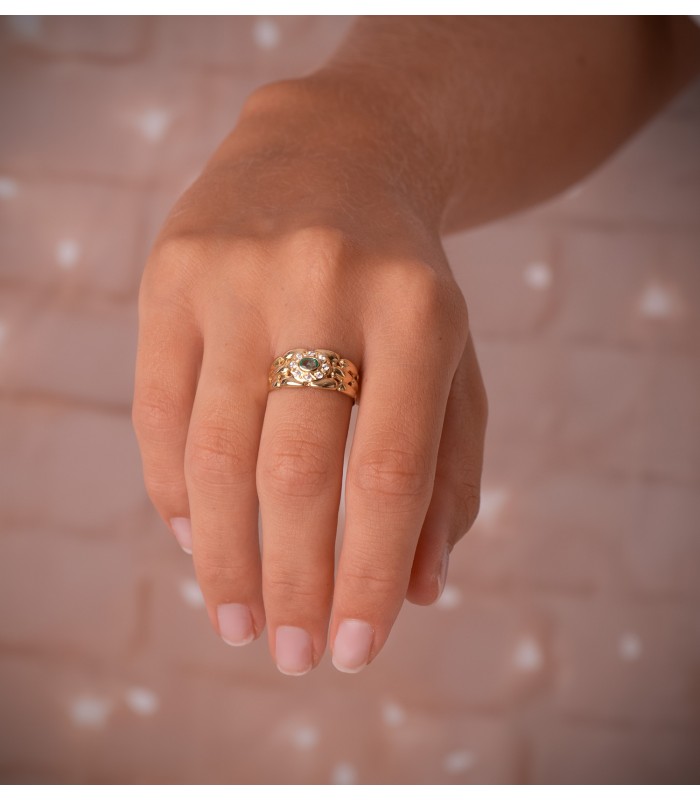Anillo Panter Oro Amarillo 18K Esmeralda