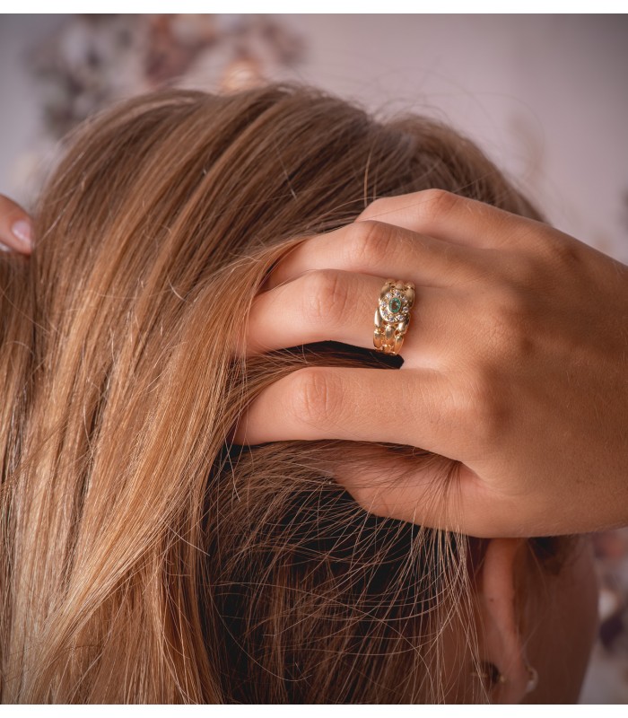 Anillo Panter Oro Amarillo 18K Esmeralda