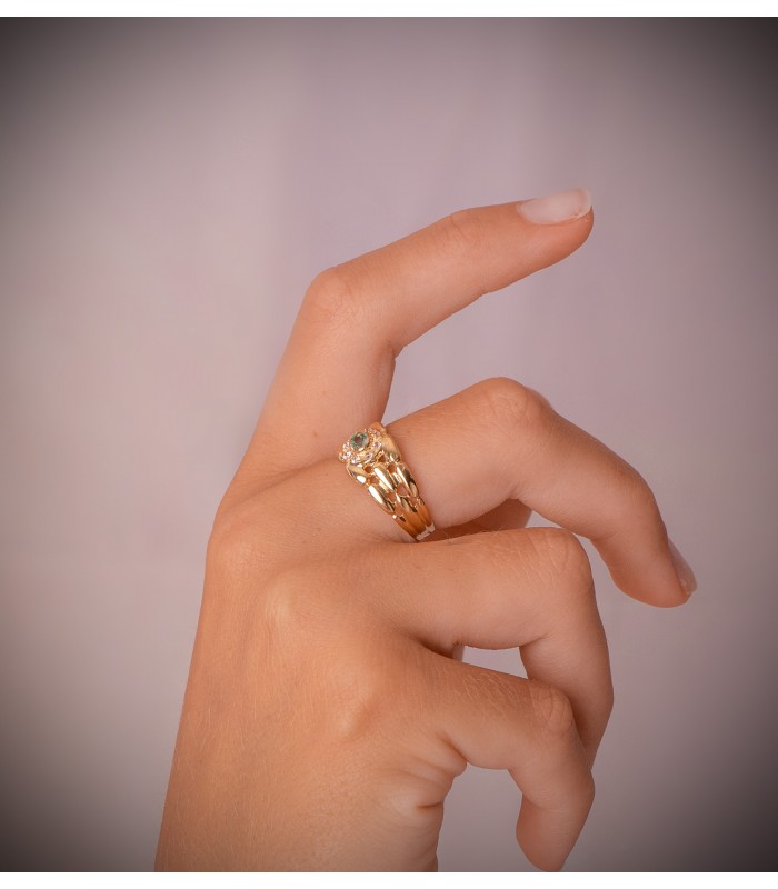Anillo Panter Oro Amarillo 18K Esmeralda