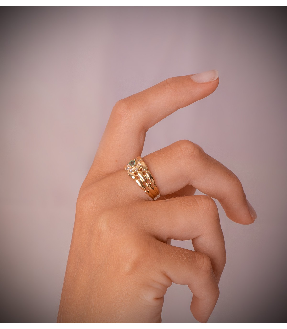 Anillo Panter Oro Amarillo 18K Esmeralda