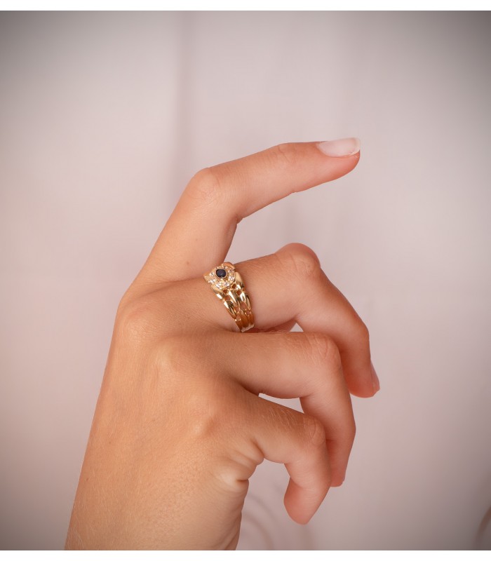 Anello a maglia oro giallo 18kt Zaffiro