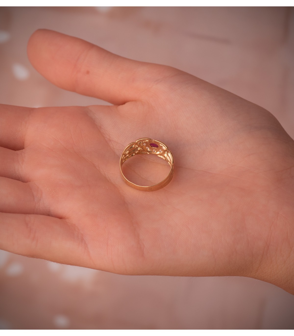 Anello a maglia oro giallo 18kt Rubino
