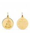 Medaglia tonda San Francesco d'Assisi preghiera oro 18kt 18mm