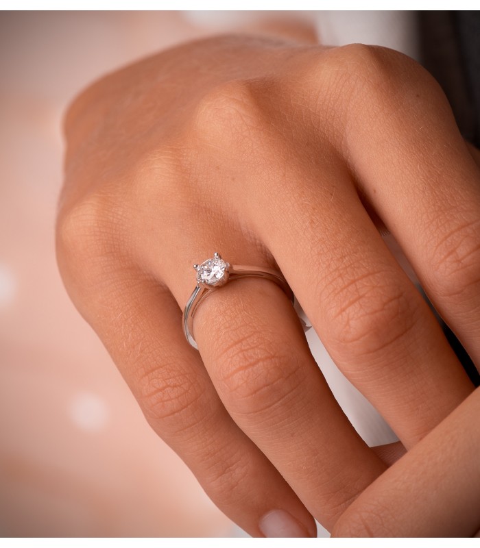 Nordlys - Bague solitaire avec diamant 0.500 carats Or blanc 18k