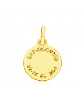 Medaglia Capricorno Oro 9 carati 13mm, ciondolo da incidere