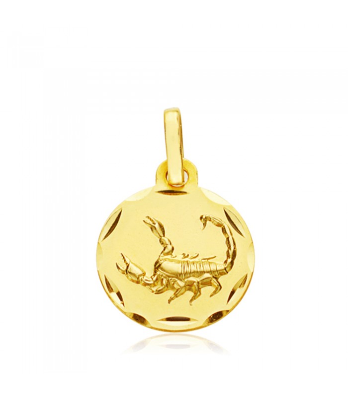Colgante Horóscopo Escorpio tallado Oro 9K 13mm