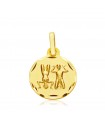 Pendentif Zodiaque Gémeaux sculpté Or 375 13mm
