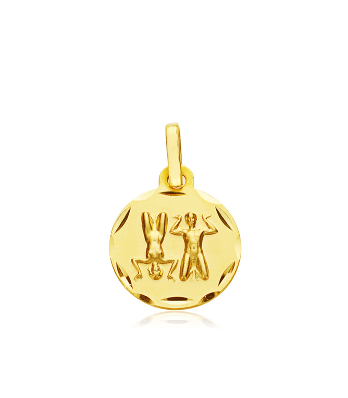 Pendentif Zodiaque Gémeaux sculpté Or 375 13mm