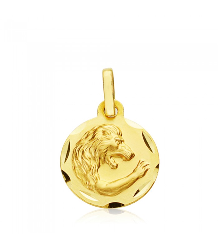 Colgante Horóscopo Leo tallado Oro 9K 13mm
