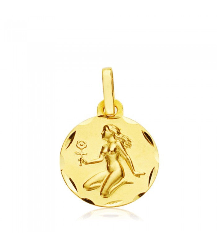 Colgante Horóscopo Virgo tallado Oro 9K 13mm