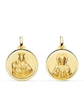 V. du Mont Carmel et C. Jésus Or 9K Scapulaire Biseau 18 mm