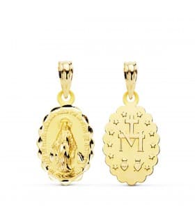 Medaglia Madonna Miracolosa oro 375 15mm lavorata