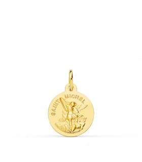 Medaglia Saint Michel oro giallo 9kt 14mm satinata
