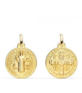 Medalla San Benito Monje 9 kilates 18mm