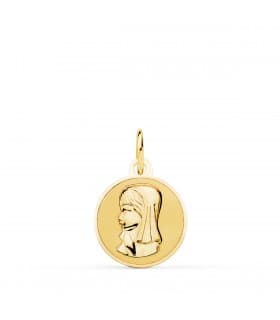 Medalla Virgen niña Oro 18K 14mm Brillo