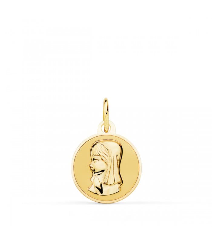 Medalla Virgen niña Oro 18K 14mm Brillo